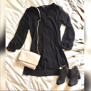Express dress! Xs black dress with sheer sleeves